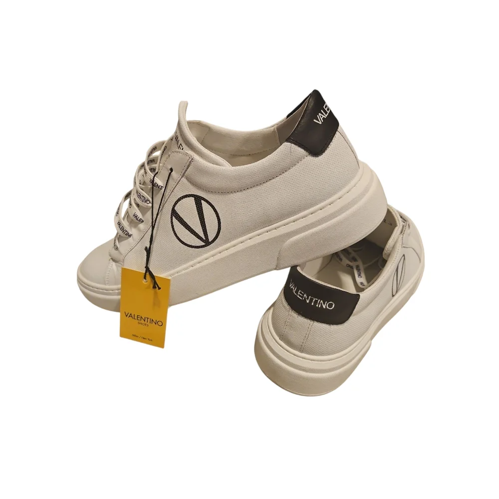 Valentino White Sneakers w/Black Accents - Picture 1 of 7